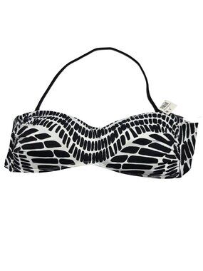 Bar III Abstract Print Bikini Top Size XL Black White Padded Adjustable Ties
